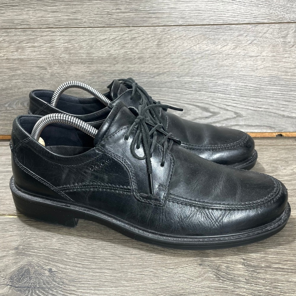 ECCO Shoes Mens 8 42 Black Leather Lace Up Dress Oxford Comfort Business Wedding